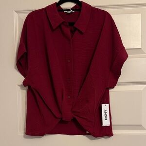 Brand New With Tags DKNY Deep Red Collared Shirt